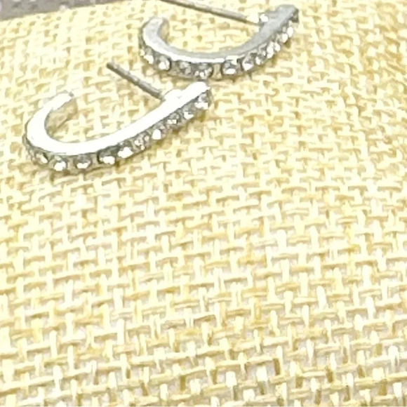 Silver zirconia pave steel small hoops/ earrings zirconia Manifesting power - Picture 2 of 5